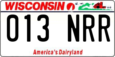 WI license plate 013NRR
