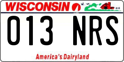 WI license plate 013NRS