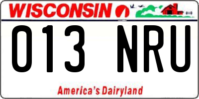 WI license plate 013NRU