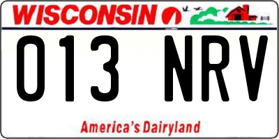 WI license plate 013NRV