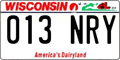 WI license plate 013NRY