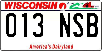 WI license plate 013NSB
