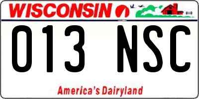 WI license plate 013NSC