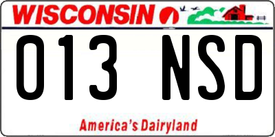 WI license plate 013NSD