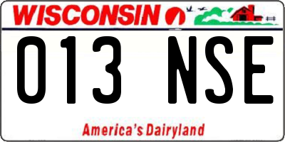WI license plate 013NSE
