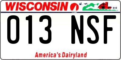 WI license plate 013NSF