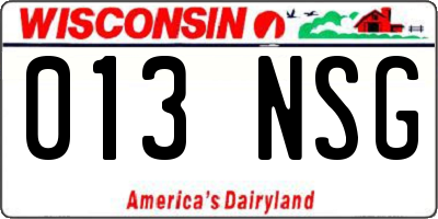 WI license plate 013NSG