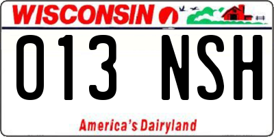 WI license plate 013NSH