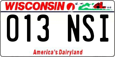 WI license plate 013NSI