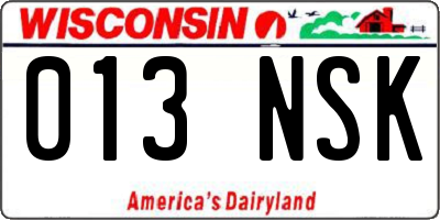 WI license plate 013NSK