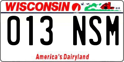 WI license plate 013NSM