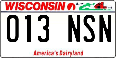 WI license plate 013NSN