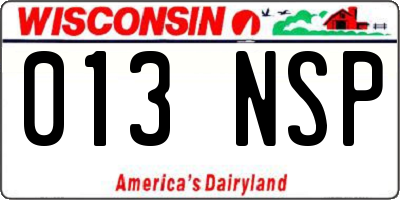 WI license plate 013NSP