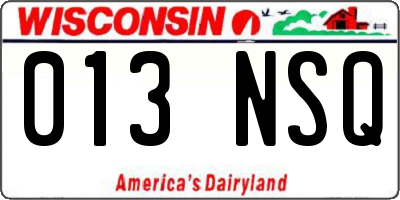 WI license plate 013NSQ