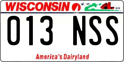WI license plate 013NSS