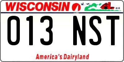 WI license plate 013NST
