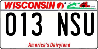 WI license plate 013NSU