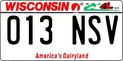 WI license plate 013NSV