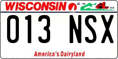 WI license plate 013NSX
