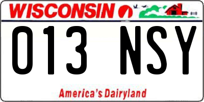 WI license plate 013NSY