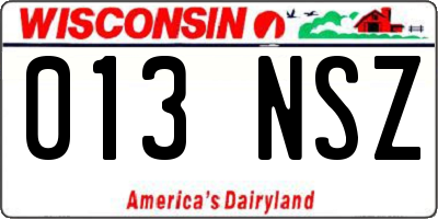 WI license plate 013NSZ
