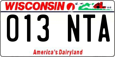 WI license plate 013NTA