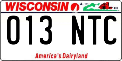 WI license plate 013NTC