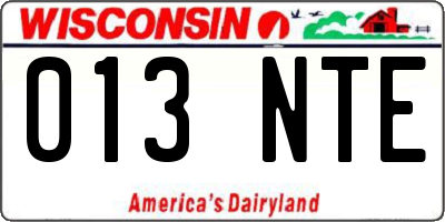 WI license plate 013NTE