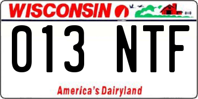 WI license plate 013NTF