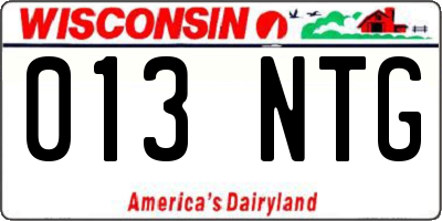 WI license plate 013NTG