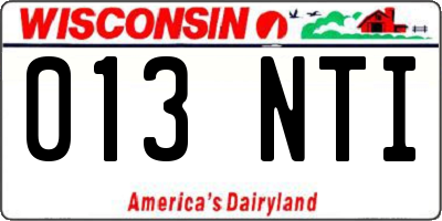 WI license plate 013NTI
