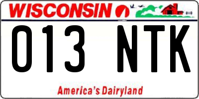 WI license plate 013NTK