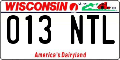 WI license plate 013NTL