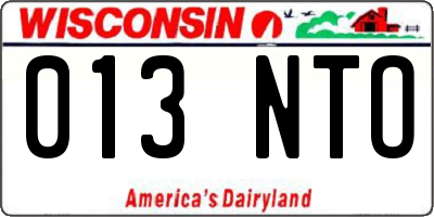 WI license plate 013NTO