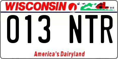 WI license plate 013NTR