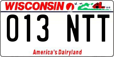WI license plate 013NTT