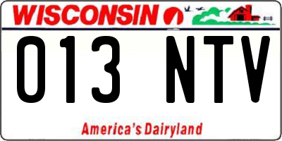 WI license plate 013NTV