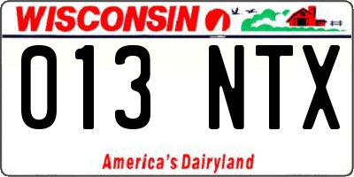 WI license plate 013NTX