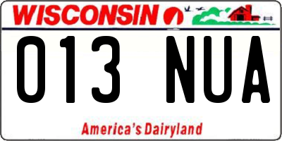 WI license plate 013NUA