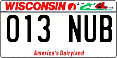 WI license plate 013NUB