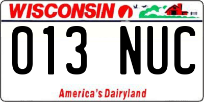 WI license plate 013NUC
