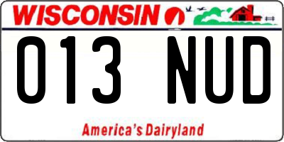 WI license plate 013NUD