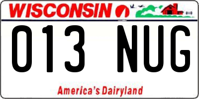 WI license plate 013NUG