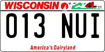 WI license plate 013NUI
