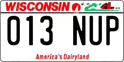 WI license plate 013NUP