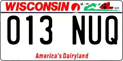 WI license plate 013NUQ