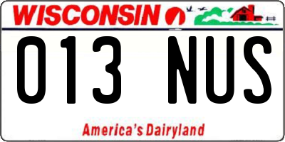 WI license plate 013NUS