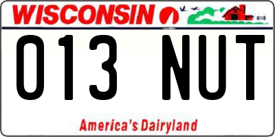 WI license plate 013NUT