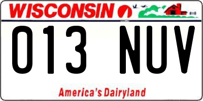 WI license plate 013NUV