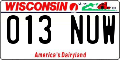 WI license plate 013NUW